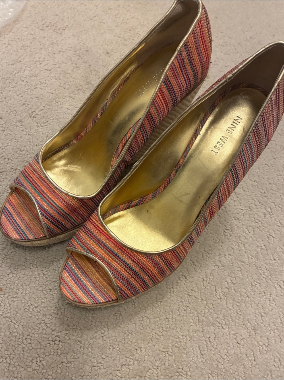 Nine West Willow Striped Espadrille Wedge Pumps - Size 9.5M 👵MT